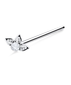 Stony Leaf Shaped Silver Straight Nose Stud NSKA-672